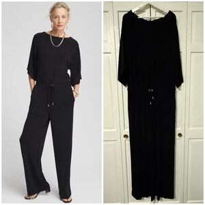 Chico's Women’s XL Classic Black Jumpsuit Travelers Kimono Sleeve Jumpsuit